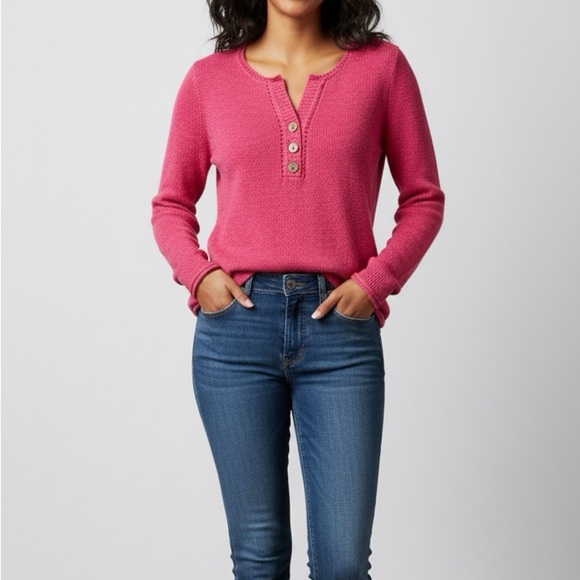 Eddie Bauer Pink Orange color Long Sleeve Sweater Ramie Cotton blend size XL - Picture 1 of 9